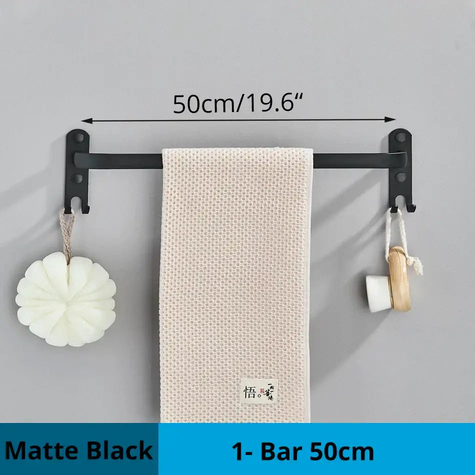 Black Aluminum Triple-Tier Towel Rack 50cm