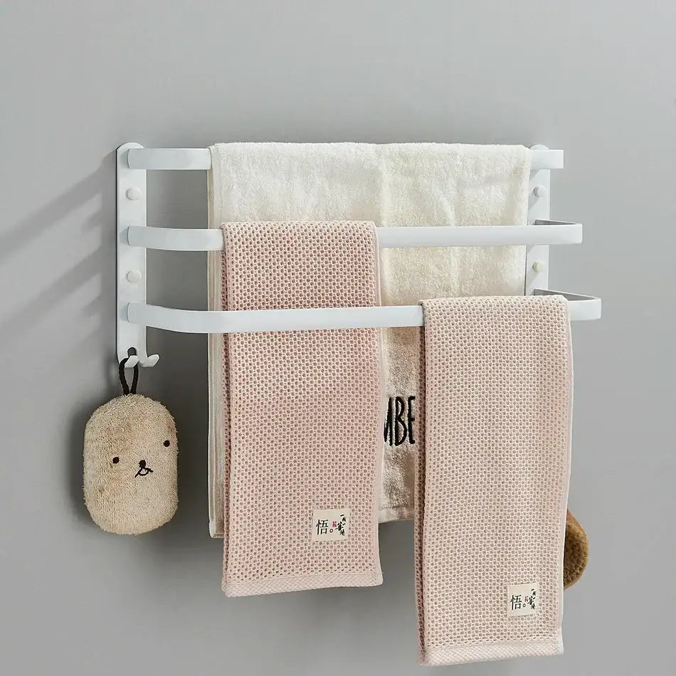 Black Aluminum Triple-Tier Towel Rack 50cm