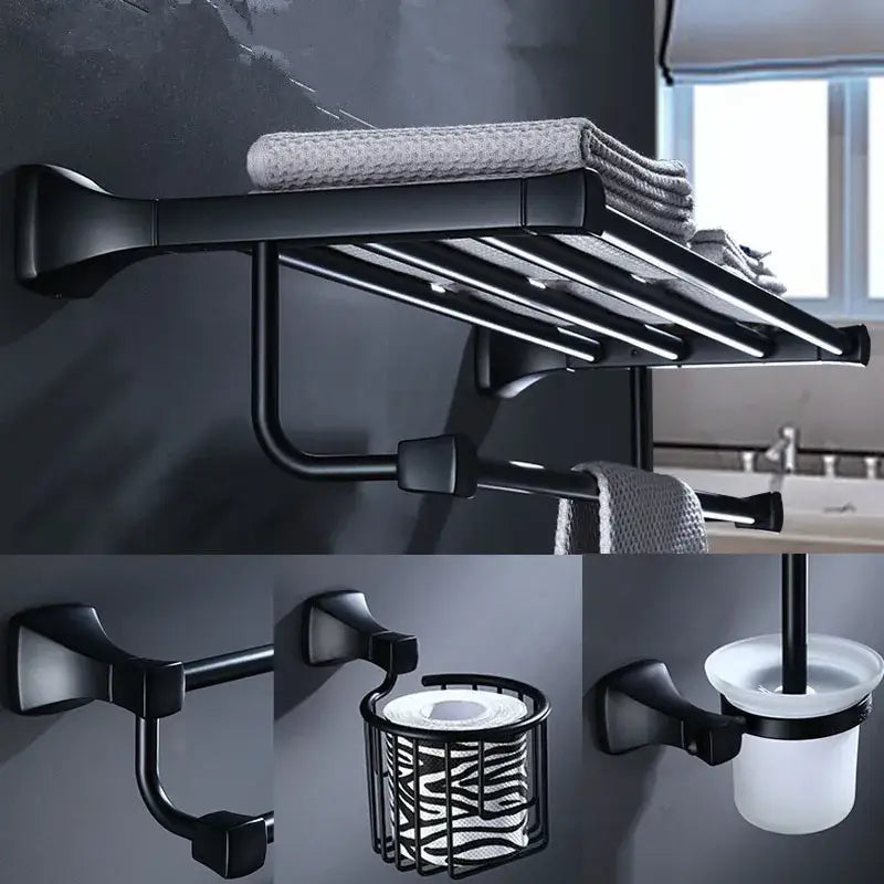 Black Aluminum Bathroom Set