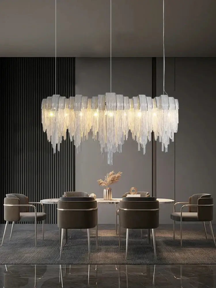 Aluminum Chain Glass Chandelier