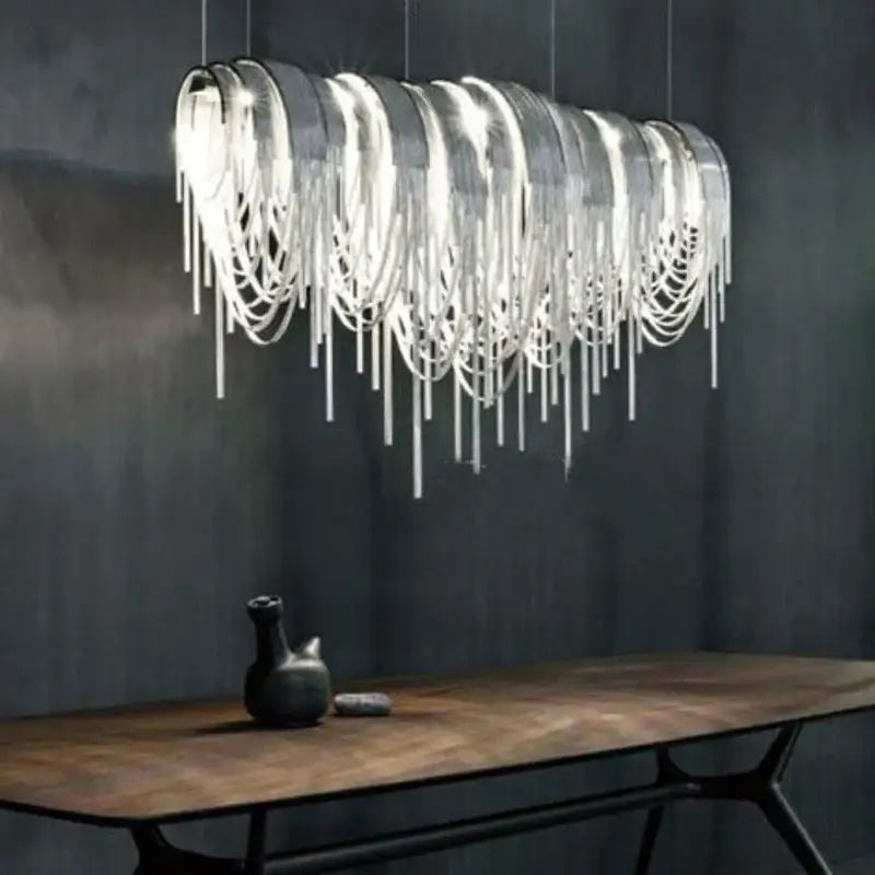 Silver Crystal LED Chandelier 110cm
