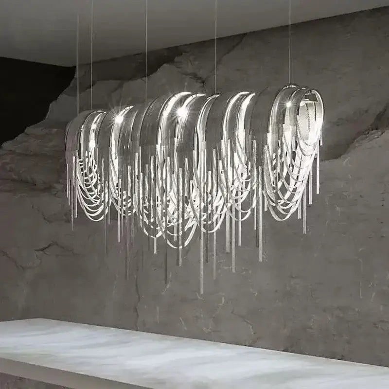 Silver Crystal LED Chandelier 110cm