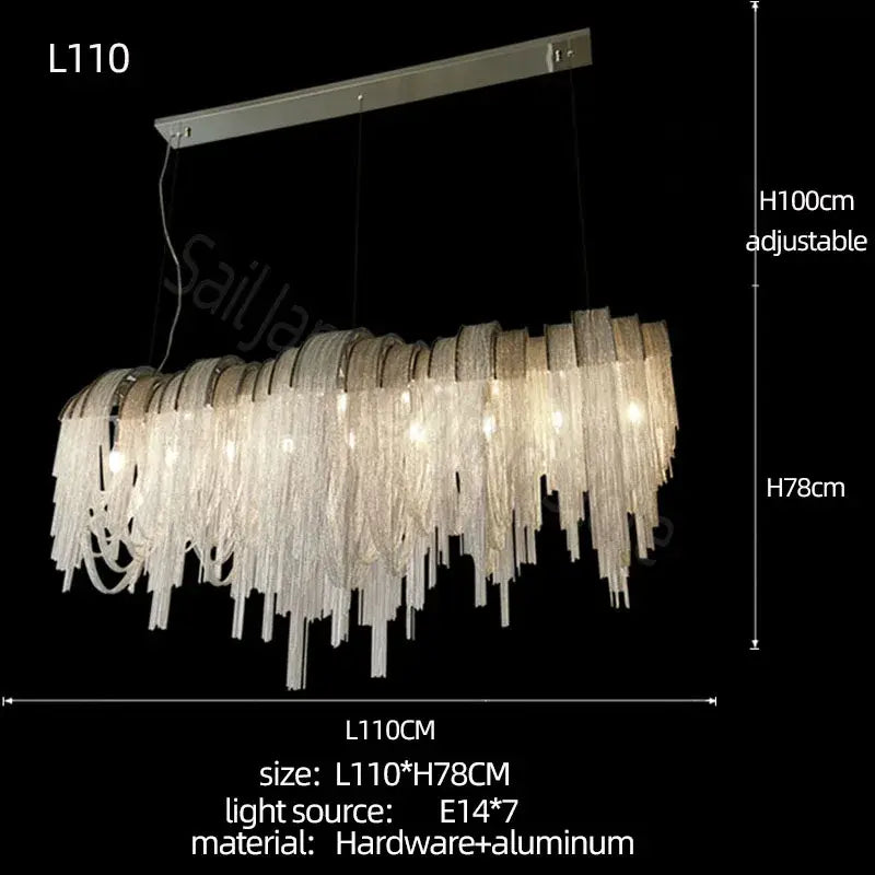 Silver Crystal LED Chandelier 110cm