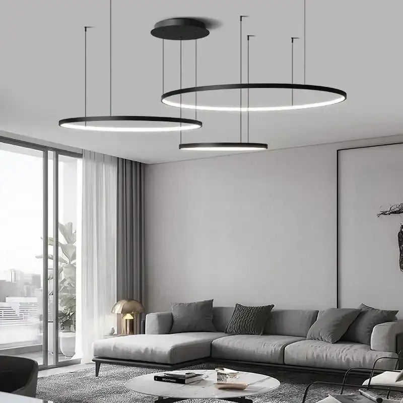 Black Aluminum Rings Pendant