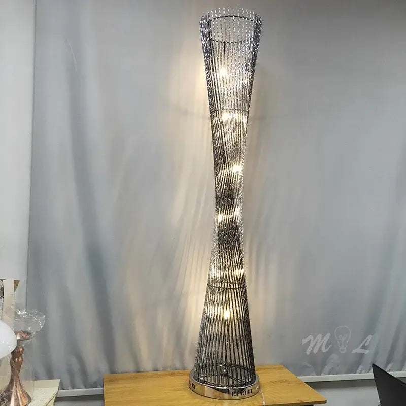 Silver Twisted Tower Lamp