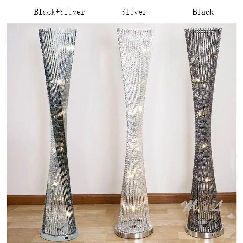 Silver Twisted Tower Lamp