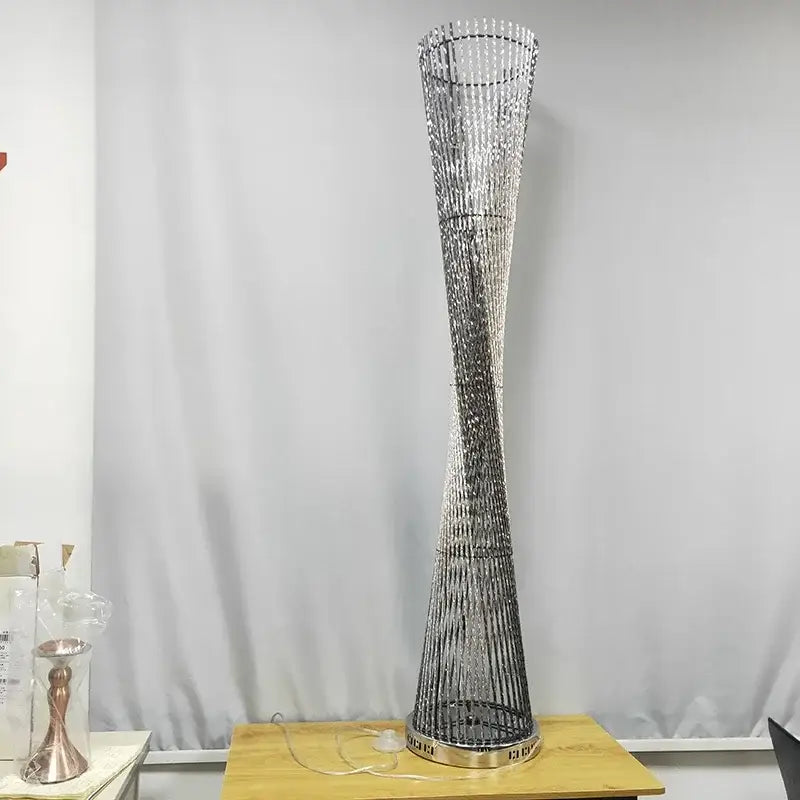 Silver Aluminum Tower Floor Lamp