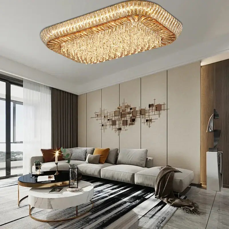 Amber Crystal Ceiling Chandelier 100cm