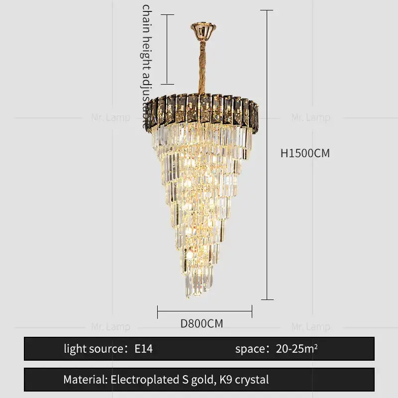 Amber Crystal Chandelier 150cm Smoke