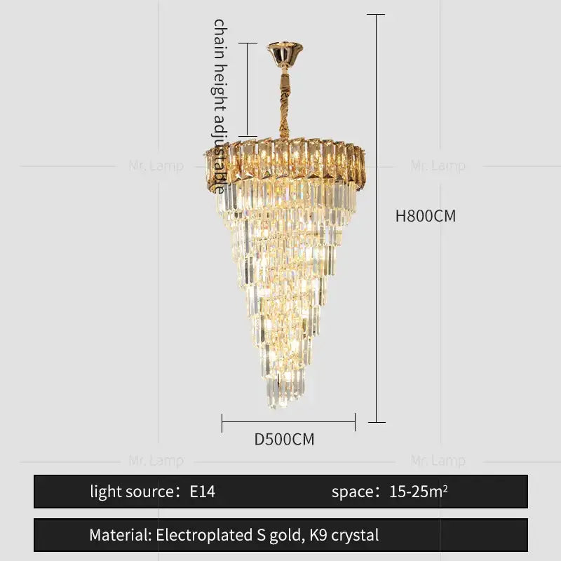 Amber Crystal Chandelier 150cm Smoke