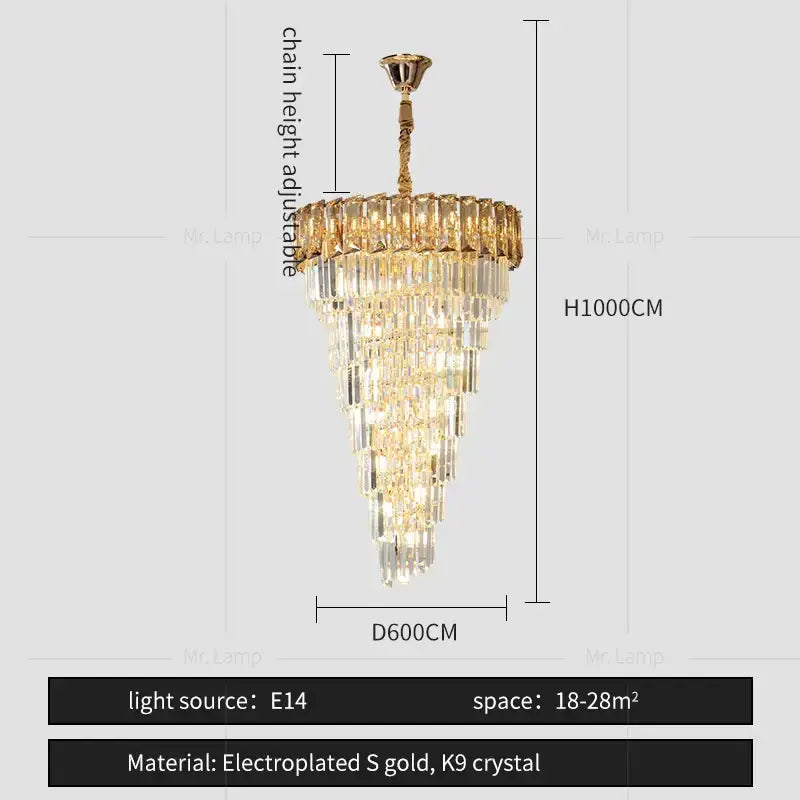 Amber Crystal Chandelier 150cm Smoke