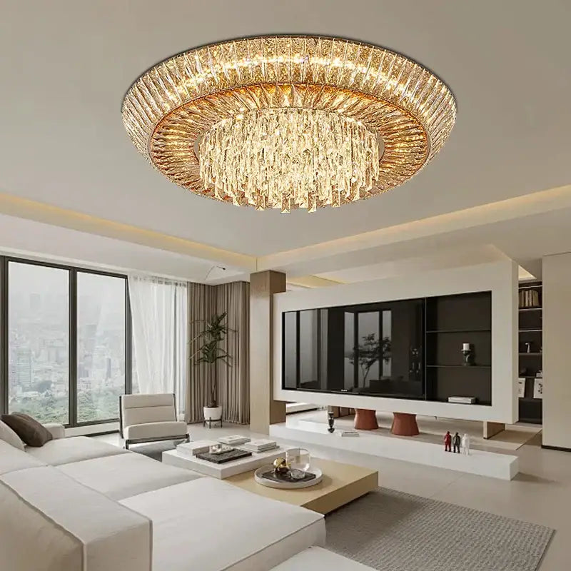 Amber Crystal Ceiling Light 100cm LED