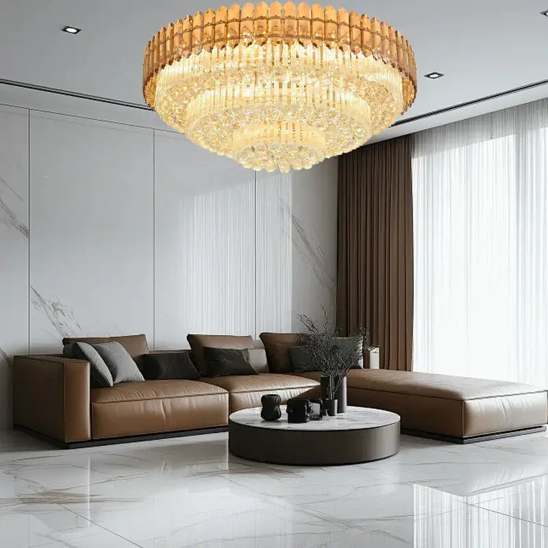 Amber Crystal Round Chandelier