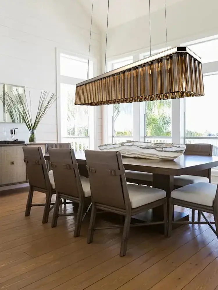 Amber Glass Ceiling Chandelier 150cm Copper
