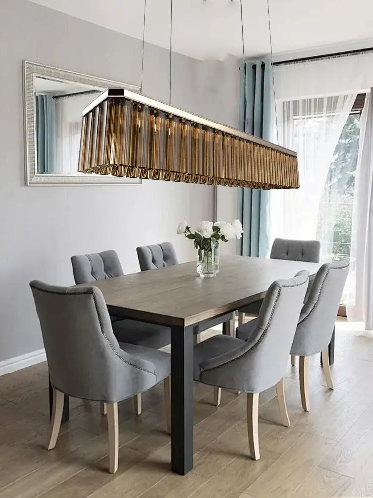 Amber Glass Ceiling Chandelier 150cm Copper