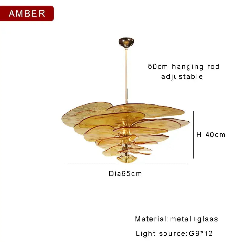 Green Gold Glass Chandelier