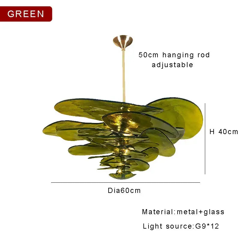 Green Gold Glass Chandelier