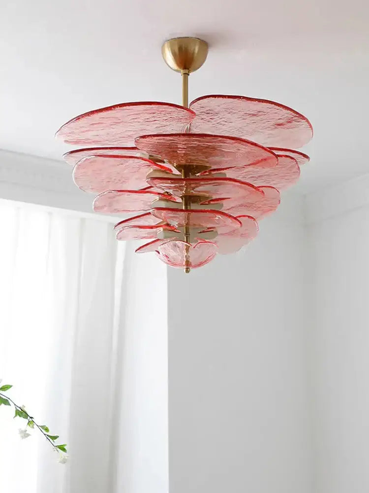 Green Gold Glass Chandelier