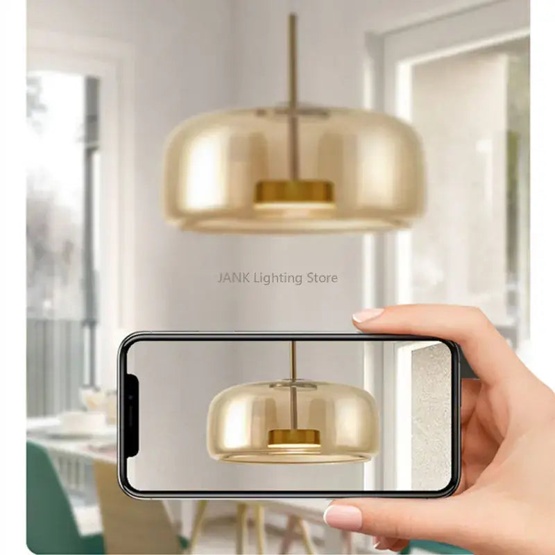 Amber Brass Accent Chandelier