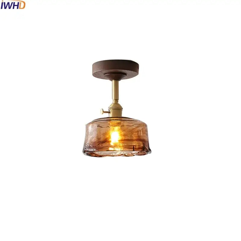 Amber Glass Copper Ceiling Light