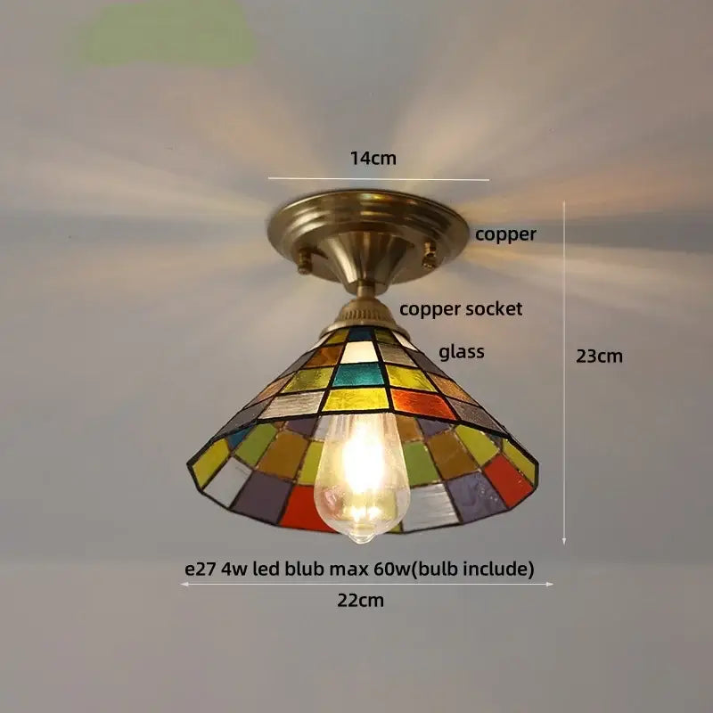 Amber Glass Scalloped Ceiling Light
