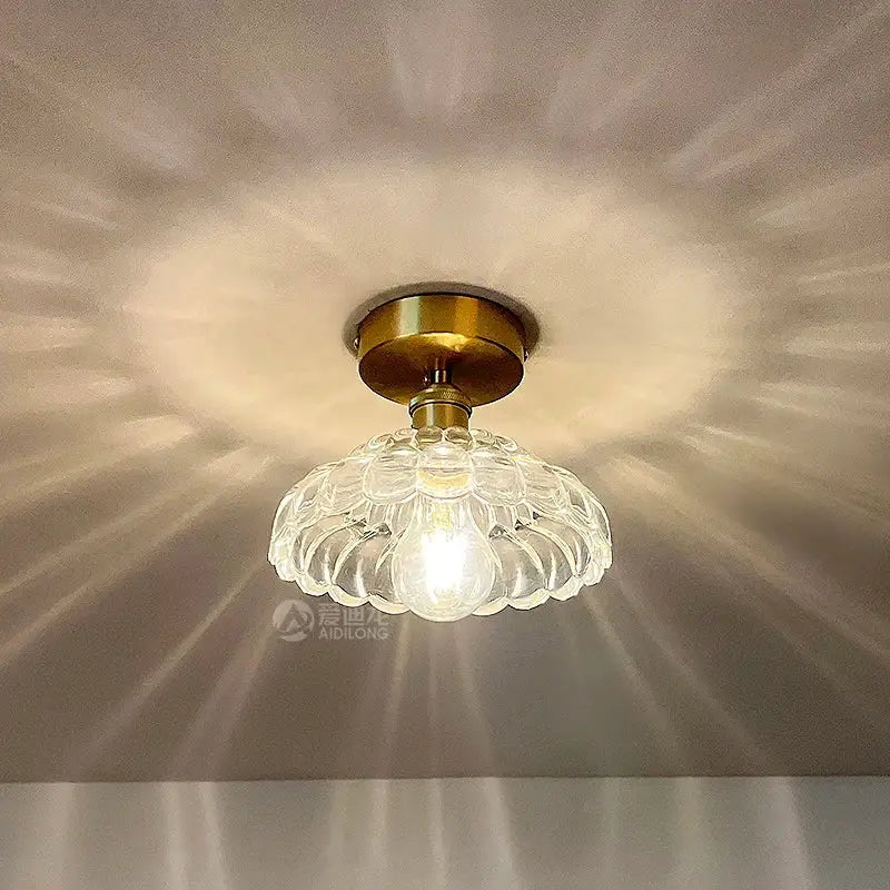 Amber Glass Scalloped Ceiling Light