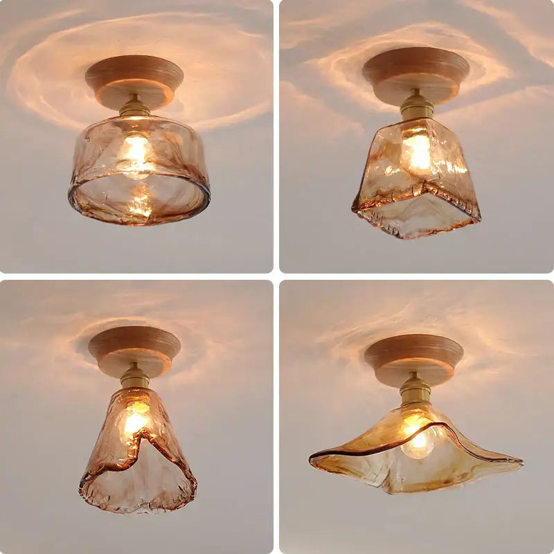 Amber Glass Wood Mount Light