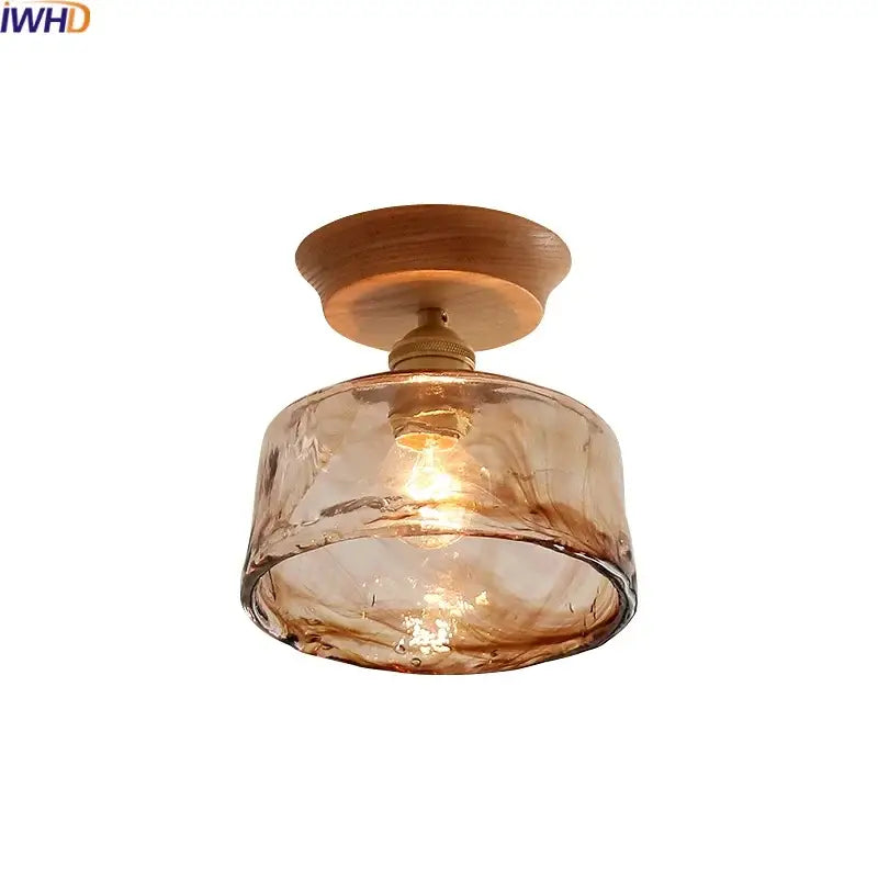 Amber Glass Wood Mount Light