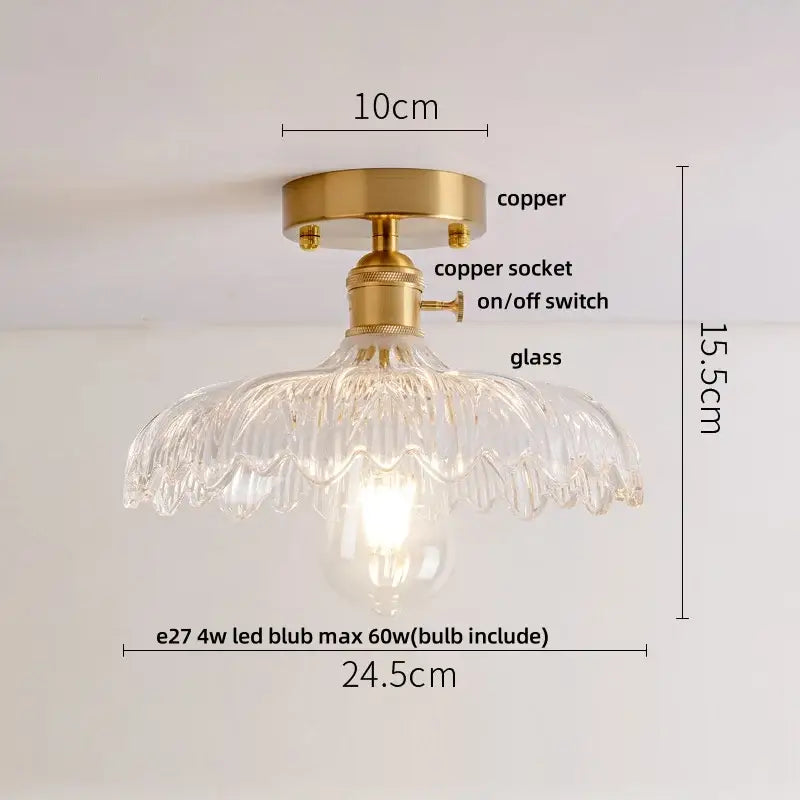 Amber Glass Nordic Ceiling Light