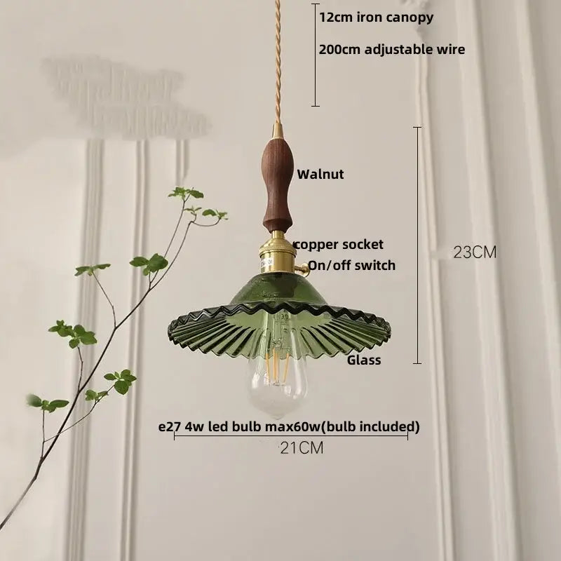 Amber Glass Pendant Lamp Adjustable Wire