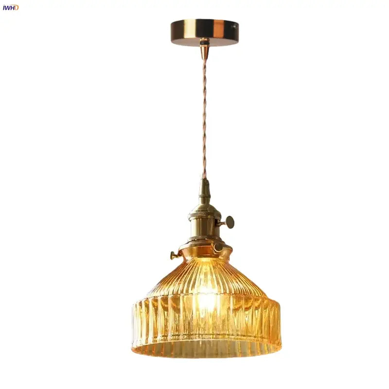 Amber Ribbed Pendant Light