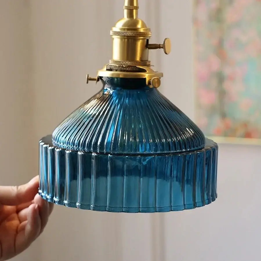 Amber Ribbed Pendant Light