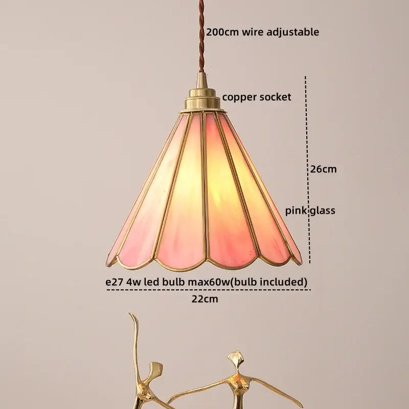Amber Glass Nordic Pendant Polished Copper
