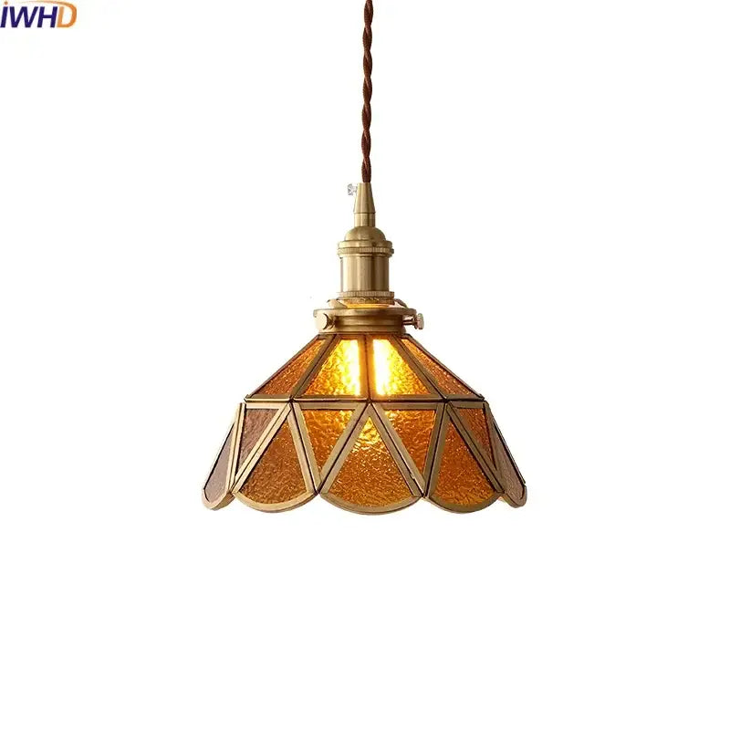Amber Glass Nordic Pendant Polished Copper