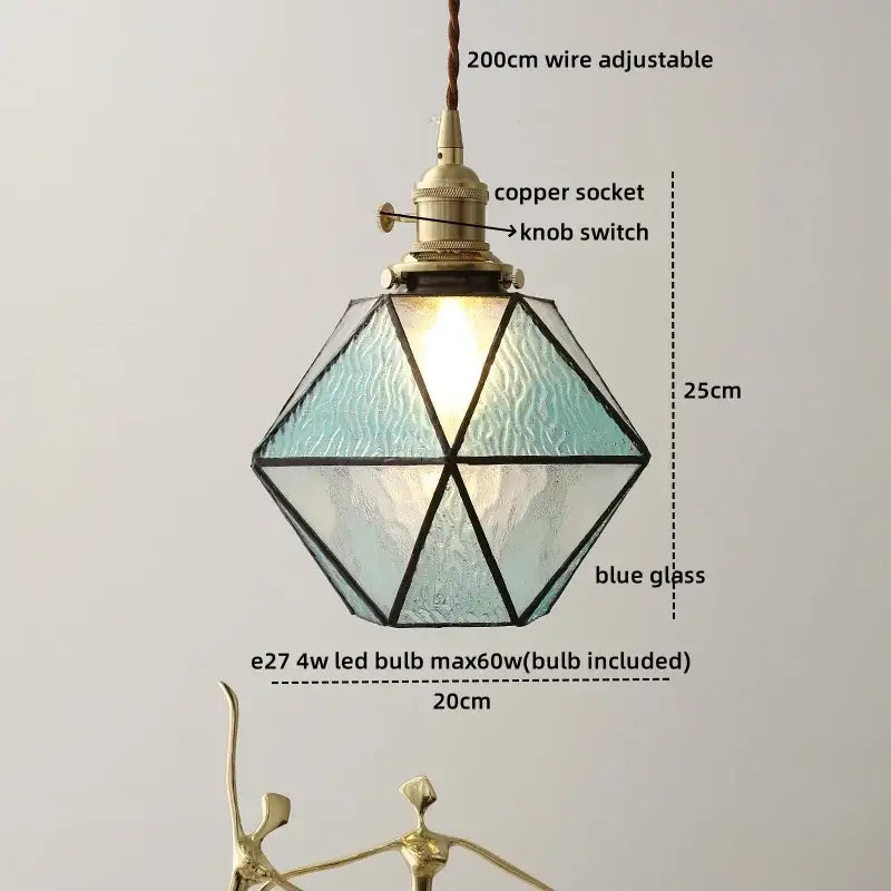 Amber Glass Nordic Pendant Polished Copper
