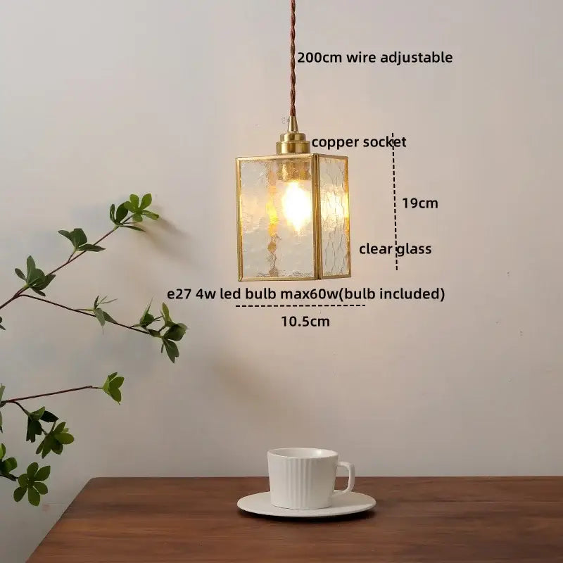 Amber Glass Nordic Pendant Polished Copper