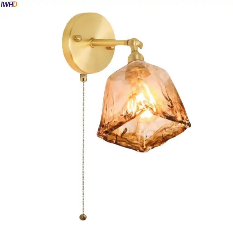 Amber Glass Copper Wall Lamp