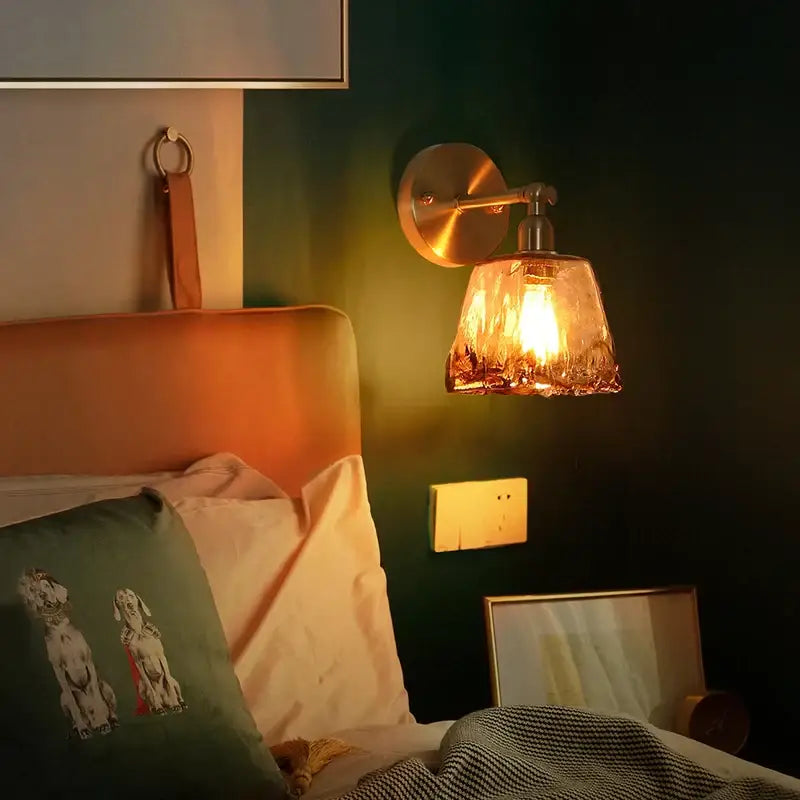 Amber Glass Copper Wall Lamp
