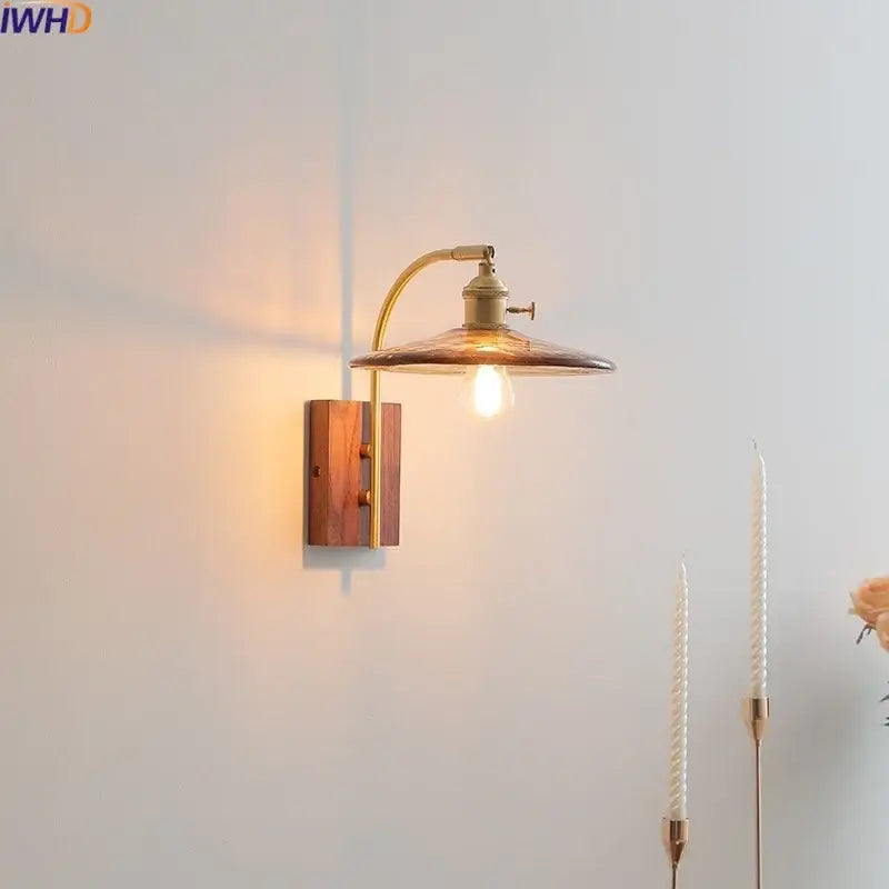 Amber Glass Wall Lamp Knob Switch