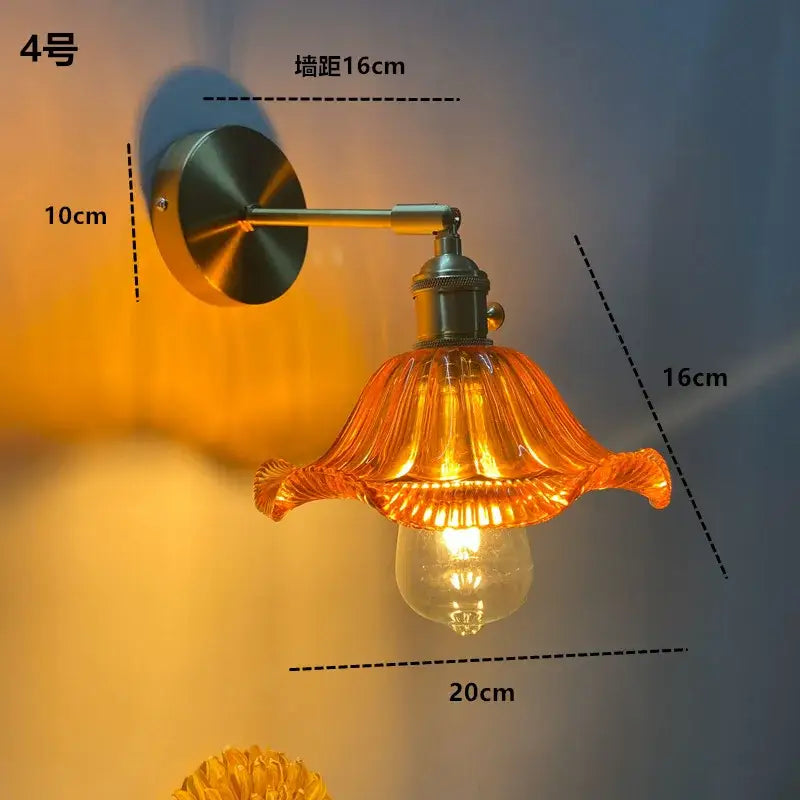 Amber Glass Adjustable Copper Sconce