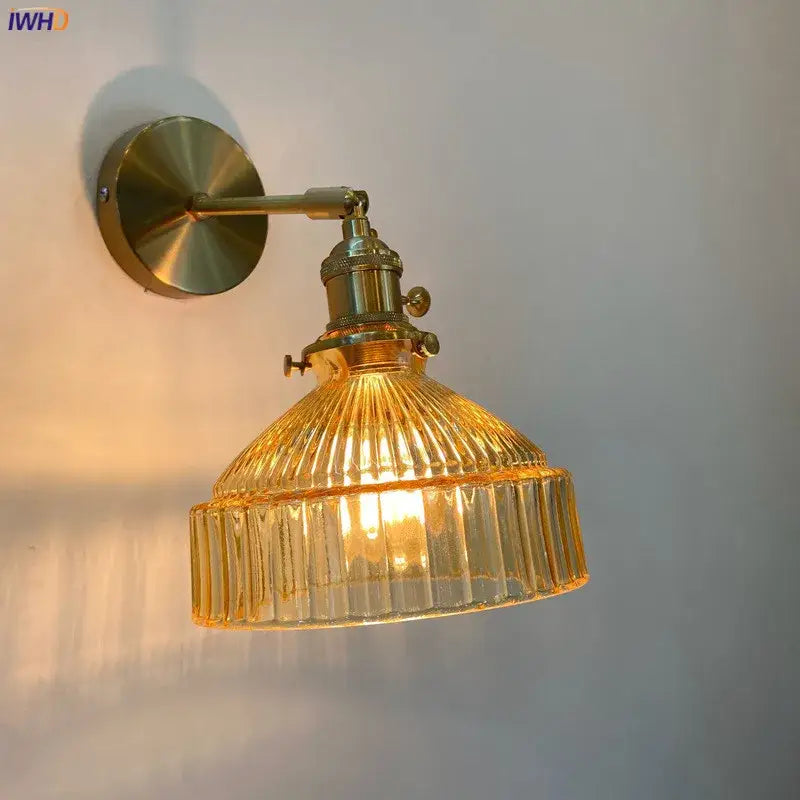 Amber Glass Adjustable Copper Sconce