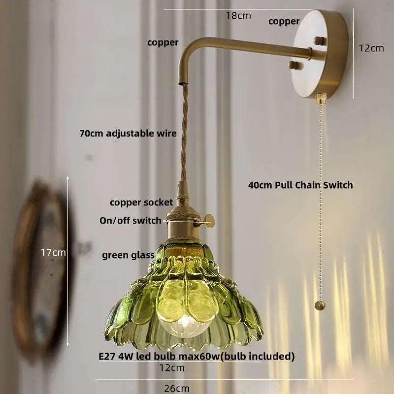 Amber Glass Nordic Brass Wall Sconce