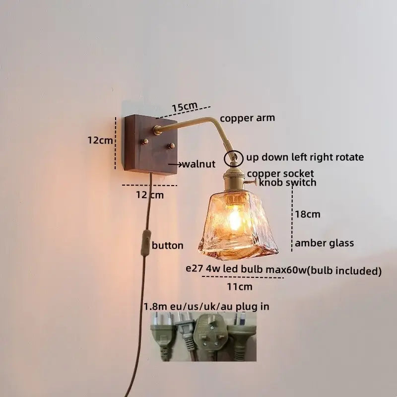 Amber Glass Reading Lamp