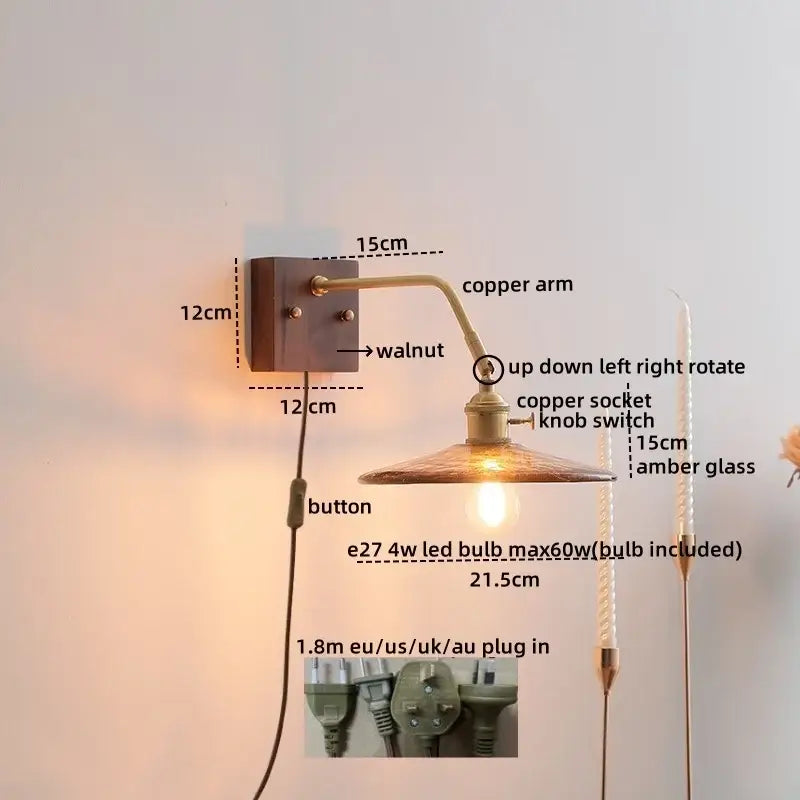 Amber Glass Reading Lamp