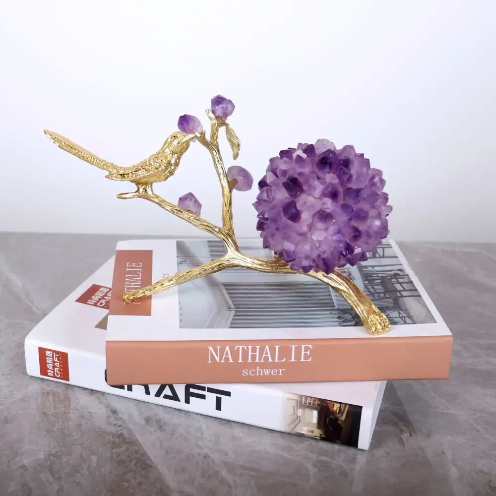 Gold Amethyst Bird Sculpture