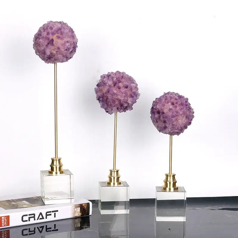 Amethyst Metal Flower Sculpture