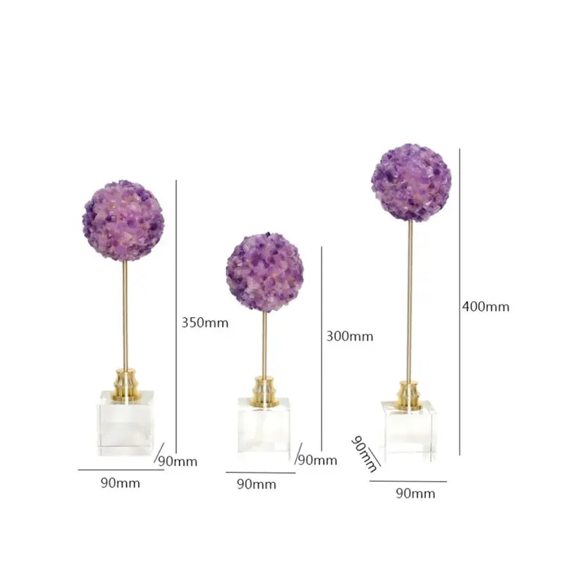 Amethyst Metal Flower Sculpture
