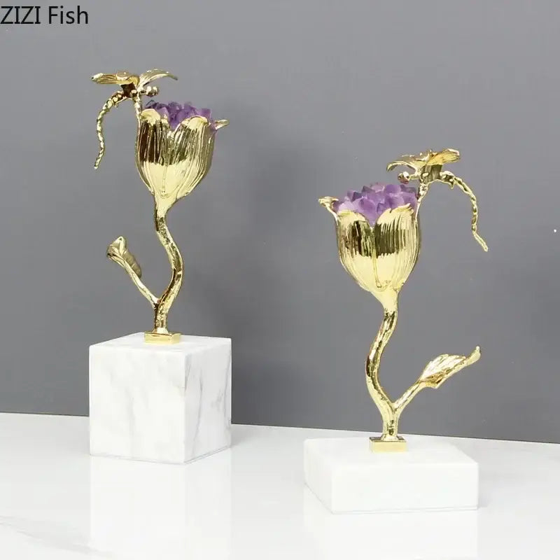 Gold Amethyst Dragonfly Ornament