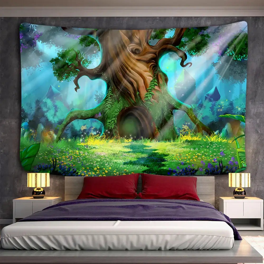 Glowing Boho Tree Tapestry