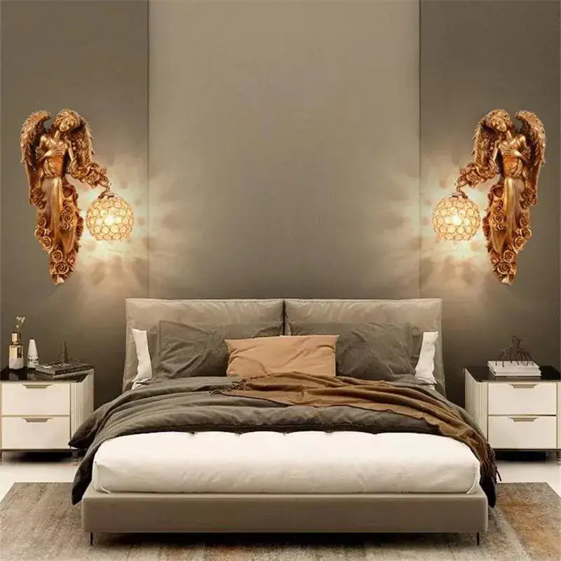 Gold Crystal Angel Sconce
